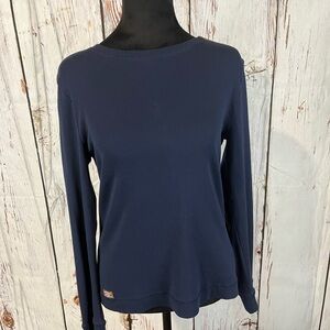 Lauren Ralph Lauren Navy Blue Long Sleeve Top Lg